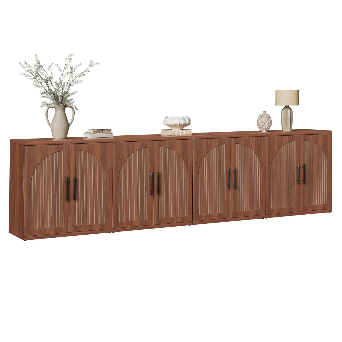63" Fluted Walnut Credenza with Adjustable Shelf V415