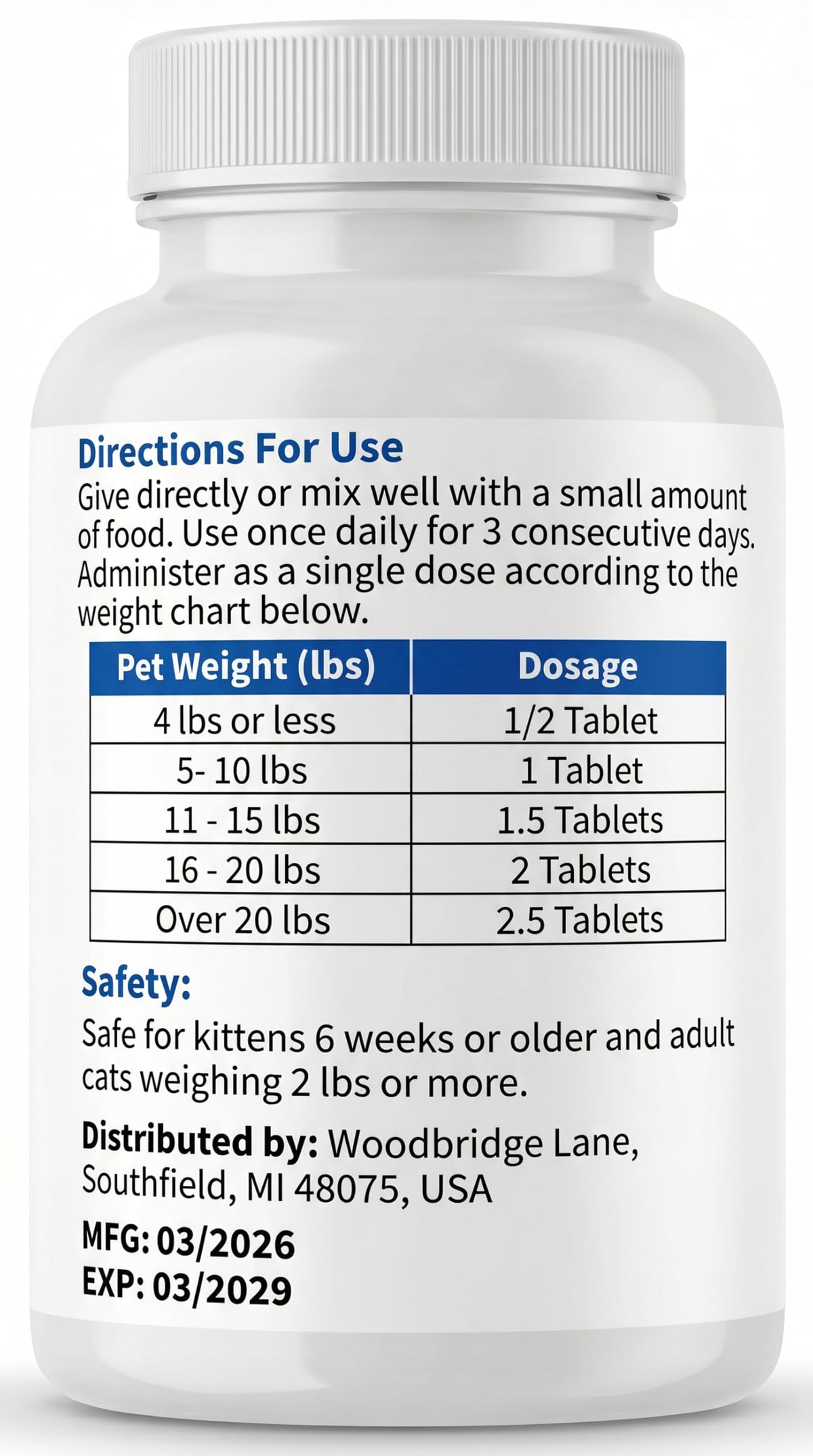 Broad Spectrum Dewormer Tablets for Cats and Kittens, 100 Tablets Z828479