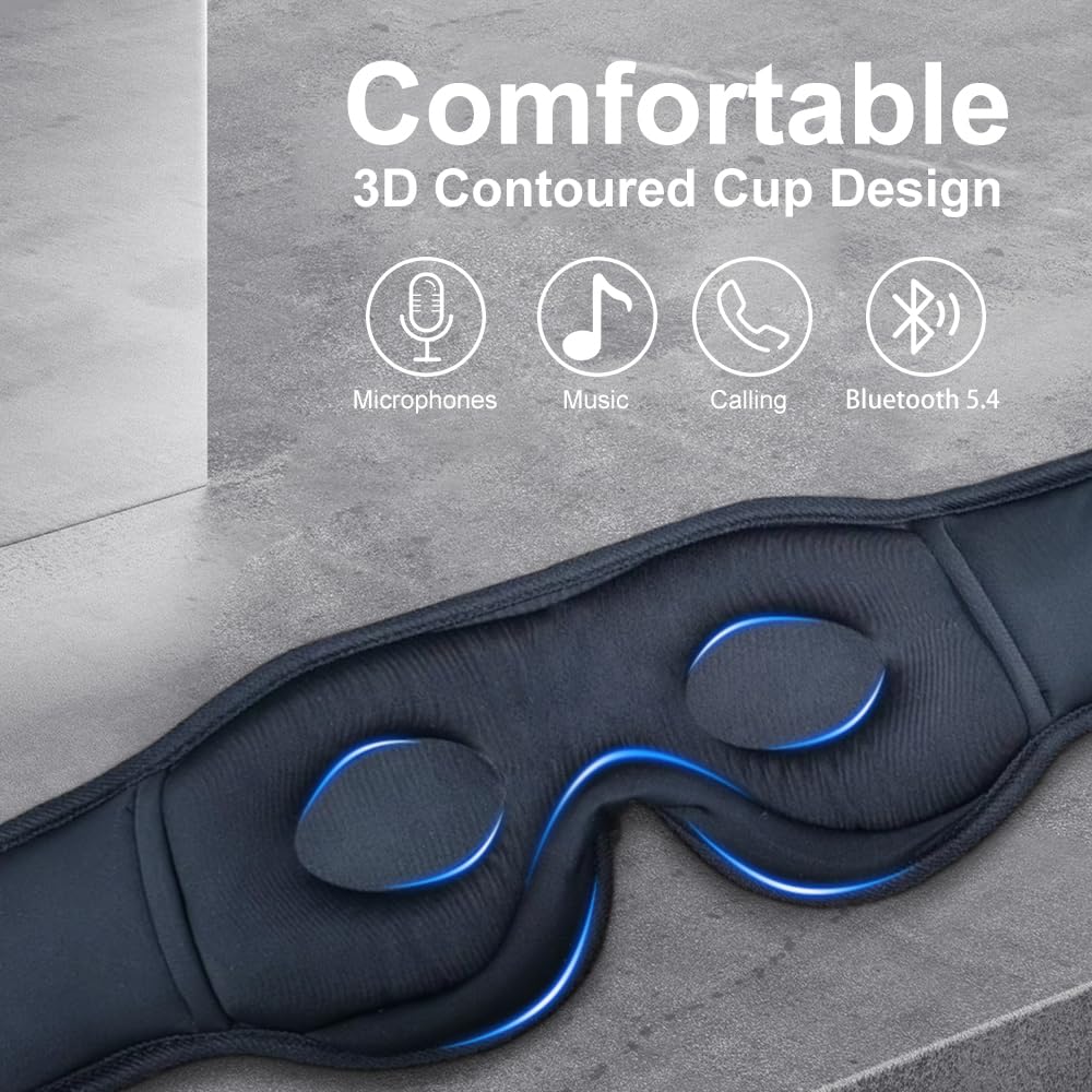 Bluetooth Sleep Mask Wireless Headphones Black J193134