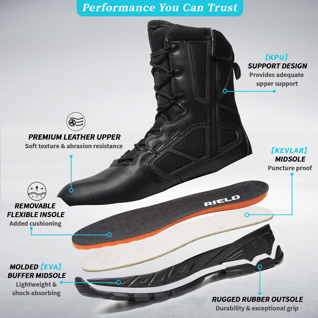 Lightweight Side Zipper Tactical Work Boots I89778