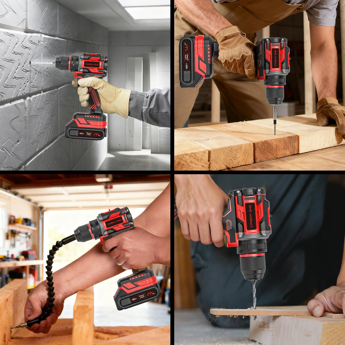 21V Brushless Cordless Drill Set with Charger, 3/8" Keyless Chuck, 87Pcs Accessories A187