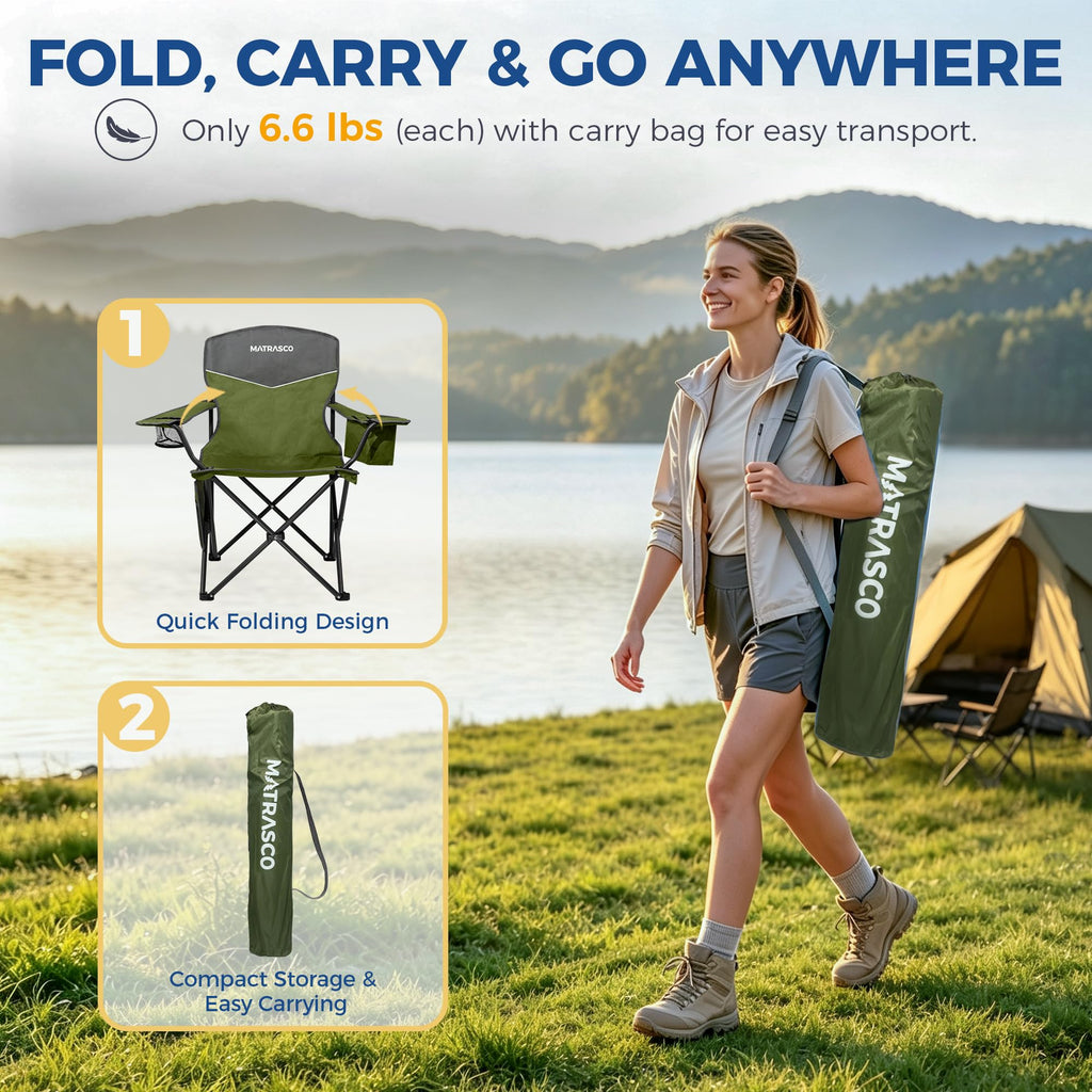 Green 2 Pack Folding Camping Chairs X853315