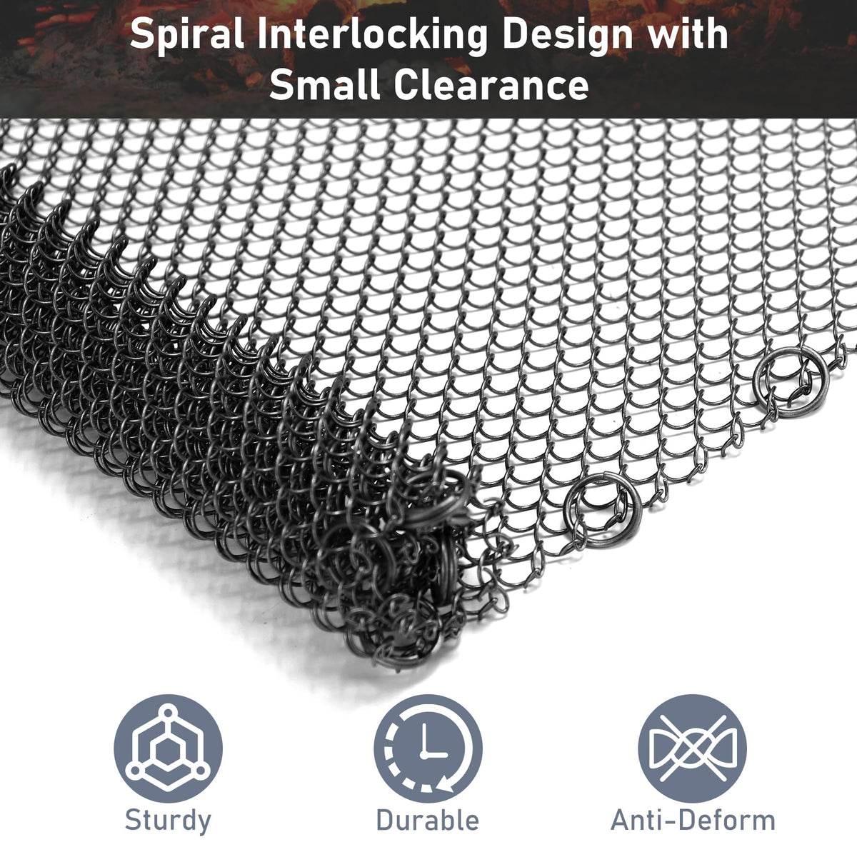 Black Fireplace Mesh Screen Curtain, Two 20" x 24" Panels T5009