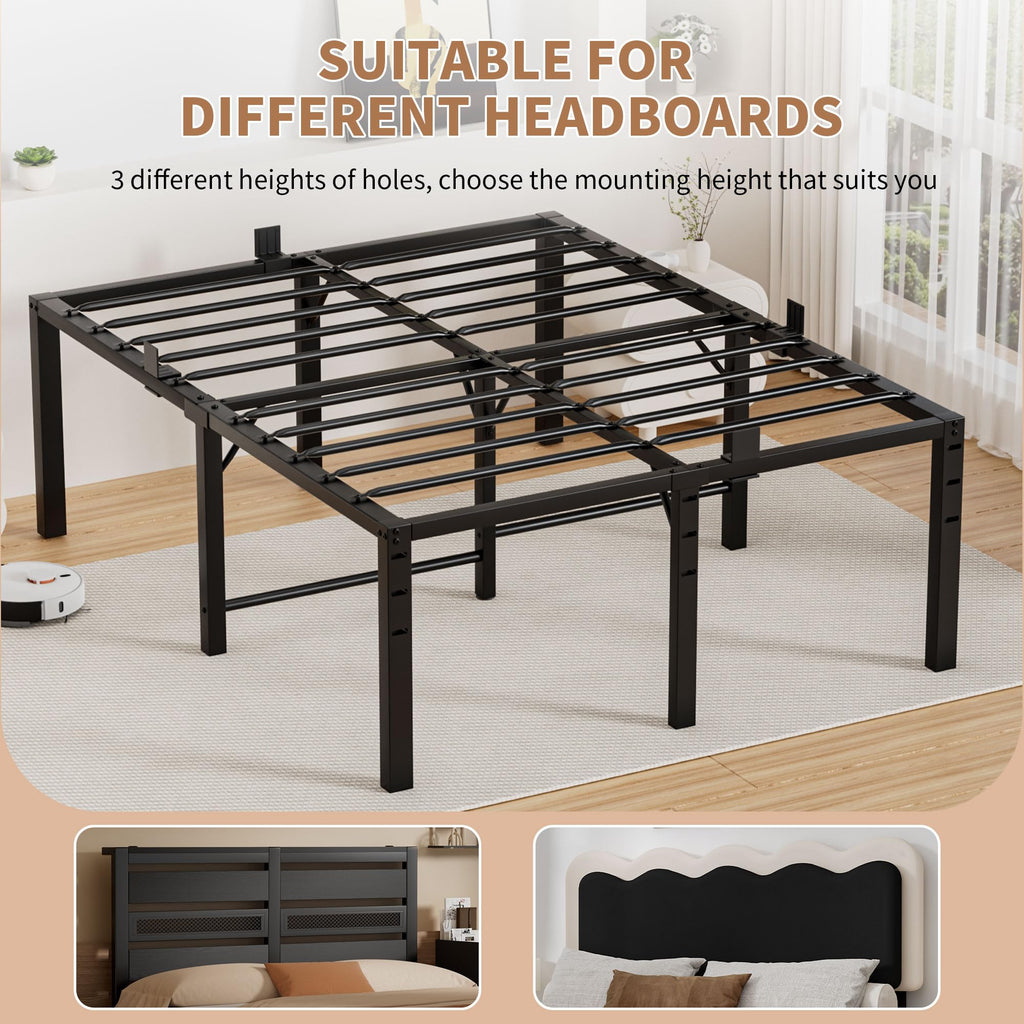 18 Inch Queen Size Black Metal Platform Bed Frame Z252178