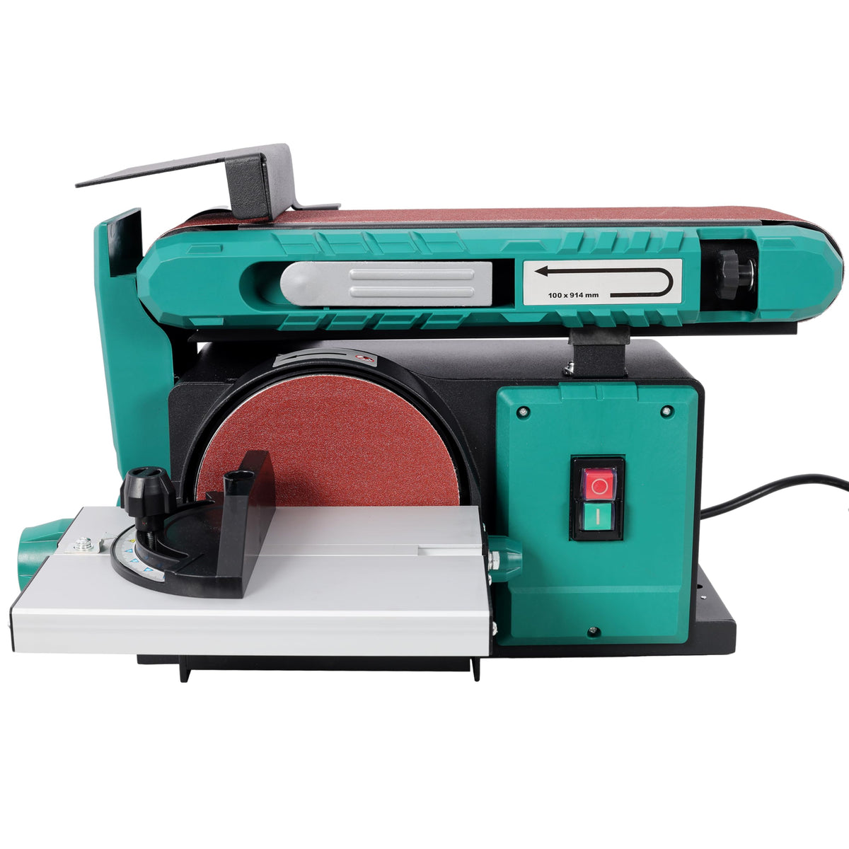 Benchtop Belt and Disc Sander 4x36 Inch Belt 6 Inch Disc Adjustable 0-90 Degree Tilt Green Y656721