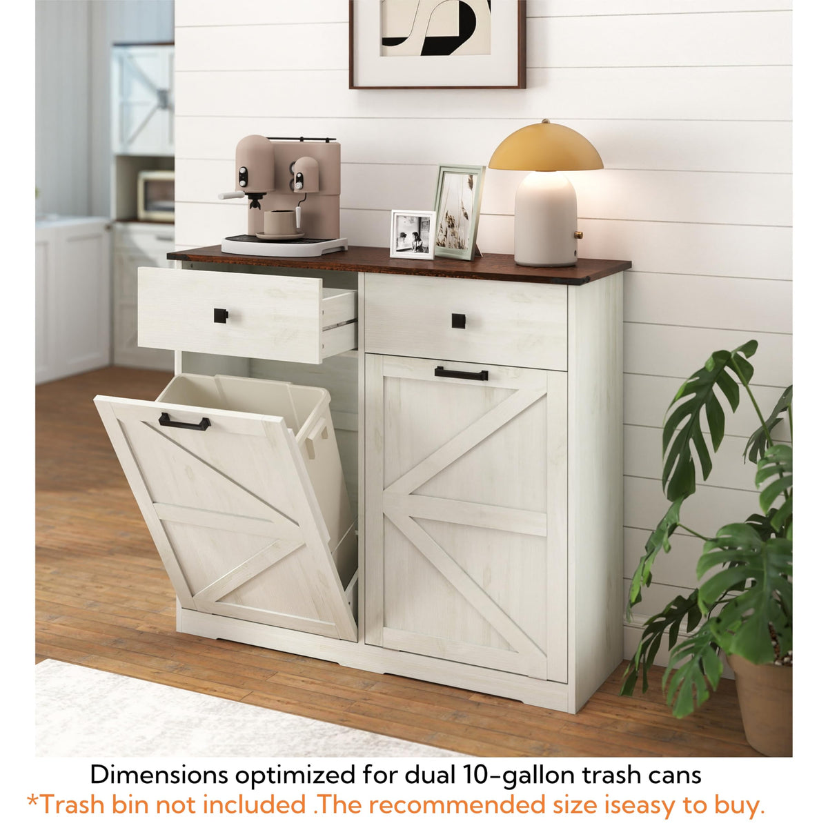 Double Tilt Out Trash Cabinet with Hideaway Drawer O14985