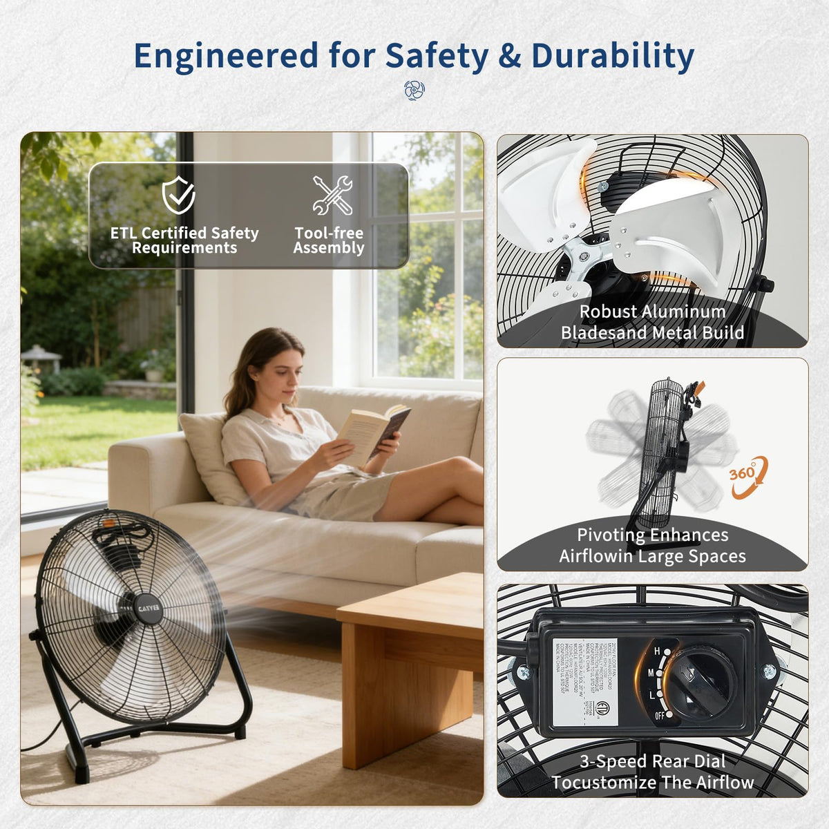 20 Inch 3 Speeds High Velocity Industrial Fan G904