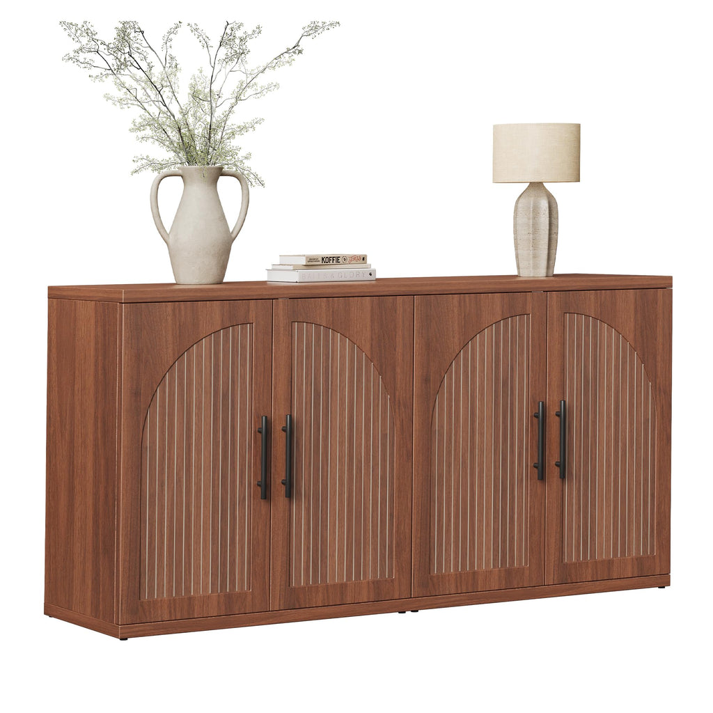63" Fluted Walnut Credenza with Adjustable Shelf V415