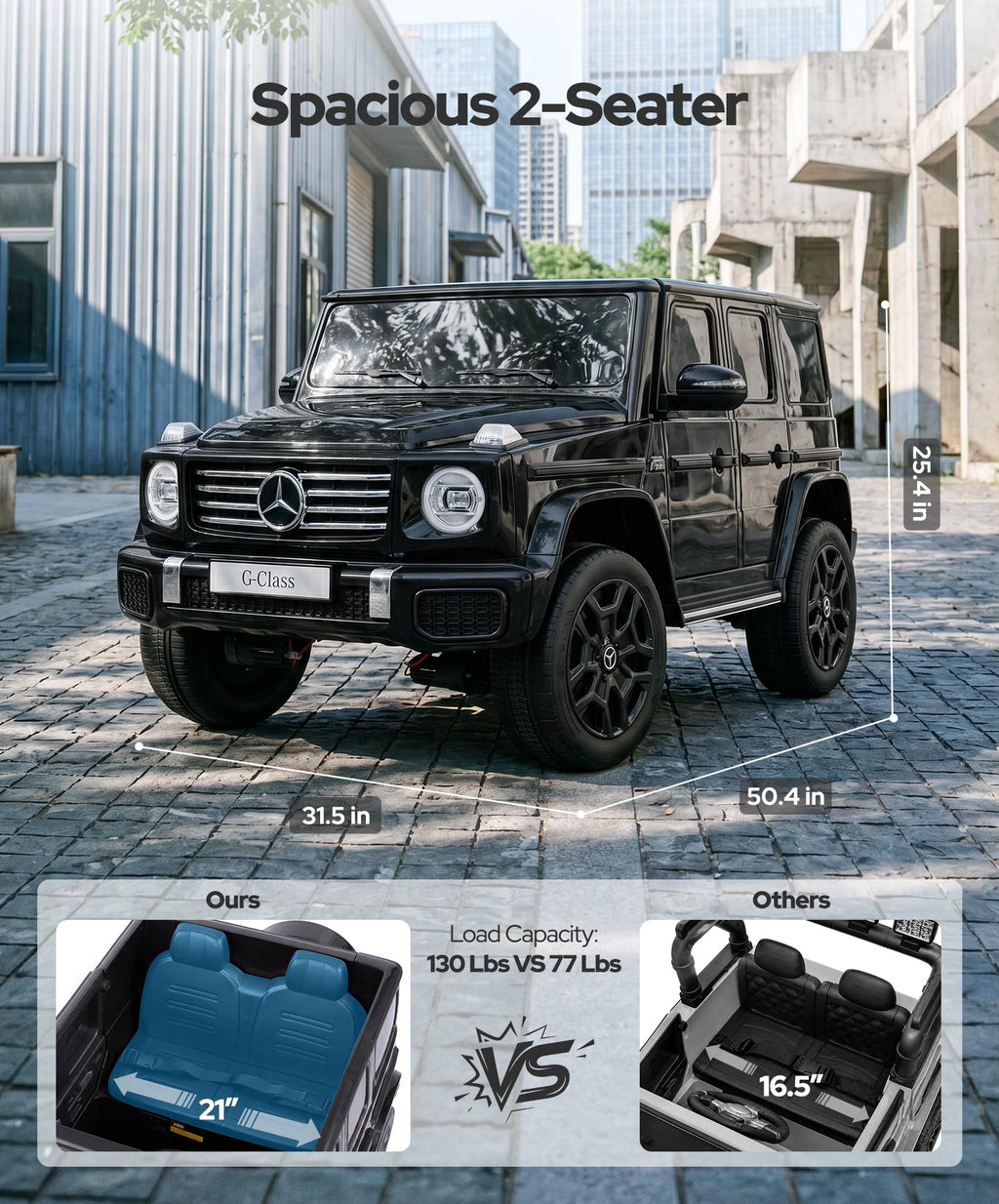 2 Seater 24v 4WD Ride on Car with Remote Control, Black V431