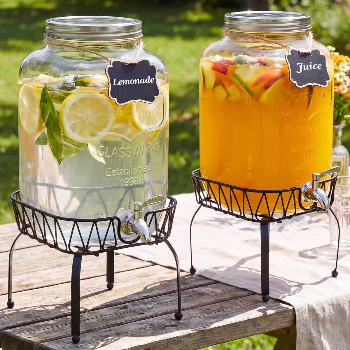 2 Pack 2 Gallon Glass Drink Dispenser with Stand H32557