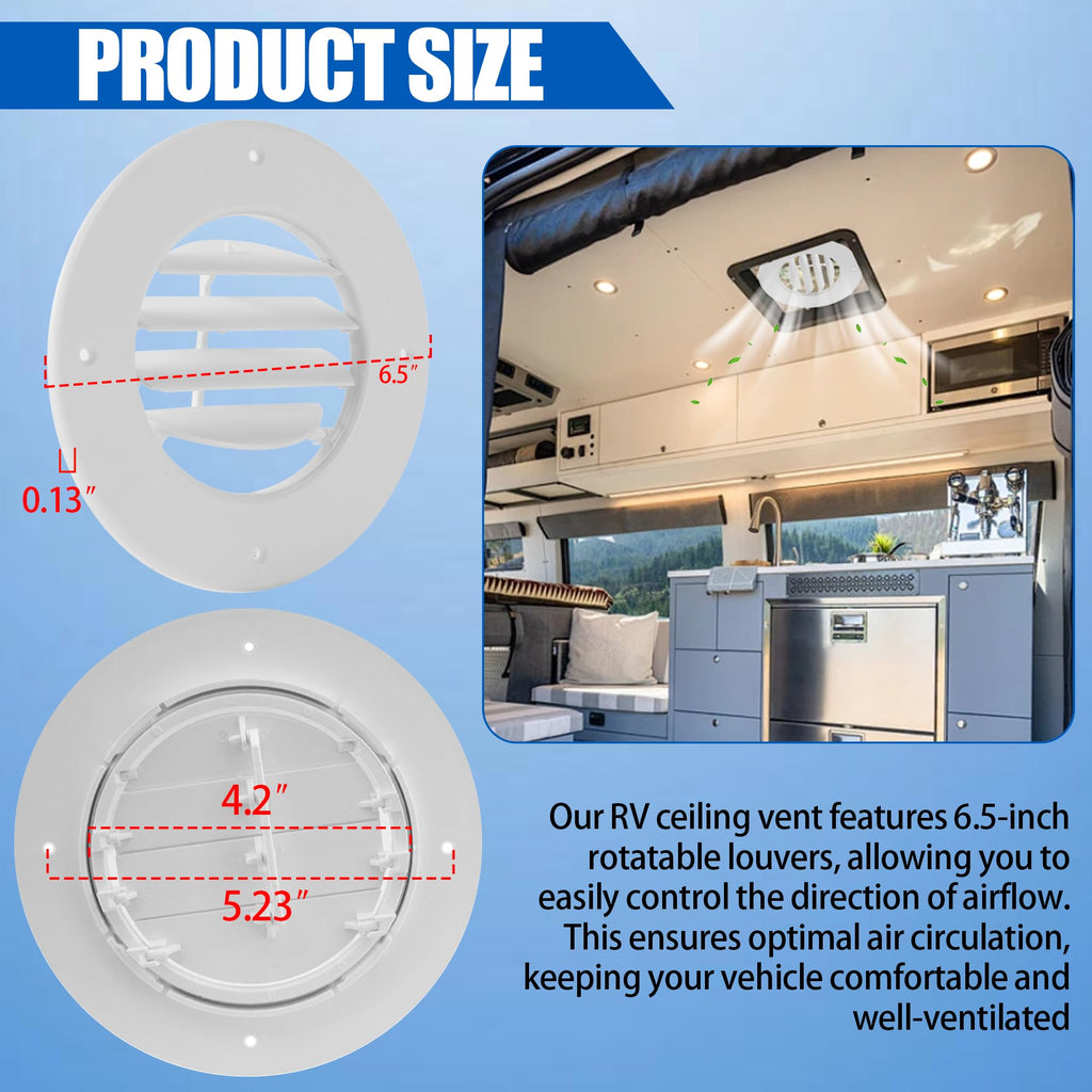6.5" White RV Ceiling Vent Covers 5-Pack E8629