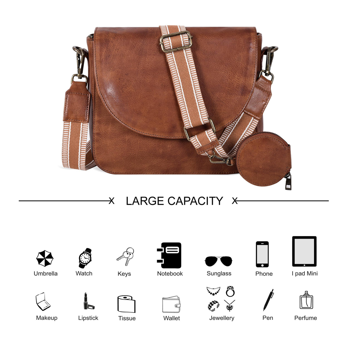 Genuine Leather Crossbody Bag X64516