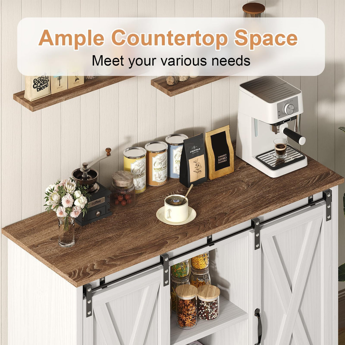White 42 Inch Coffee Bar Cabinet V798