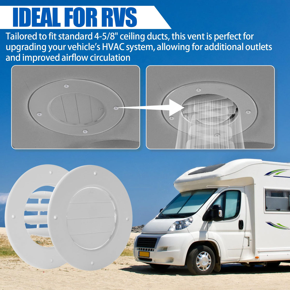 6.5" White RV Ceiling Vent Covers 5-Pack E8629