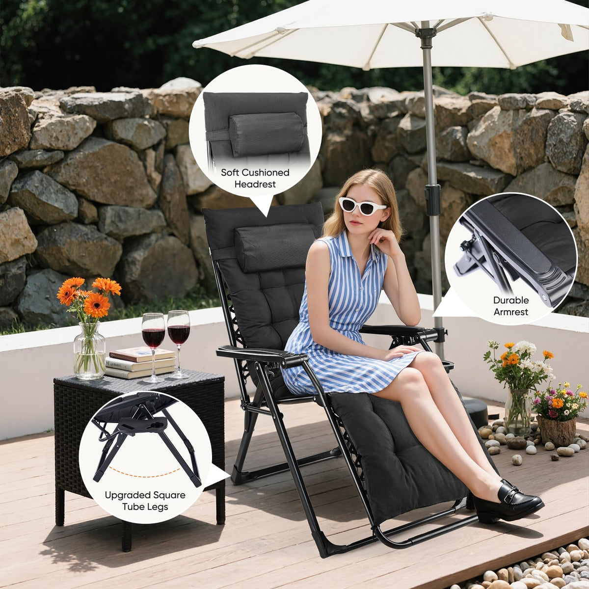Zero Gravity Chair with Cup Holder Tray I5058