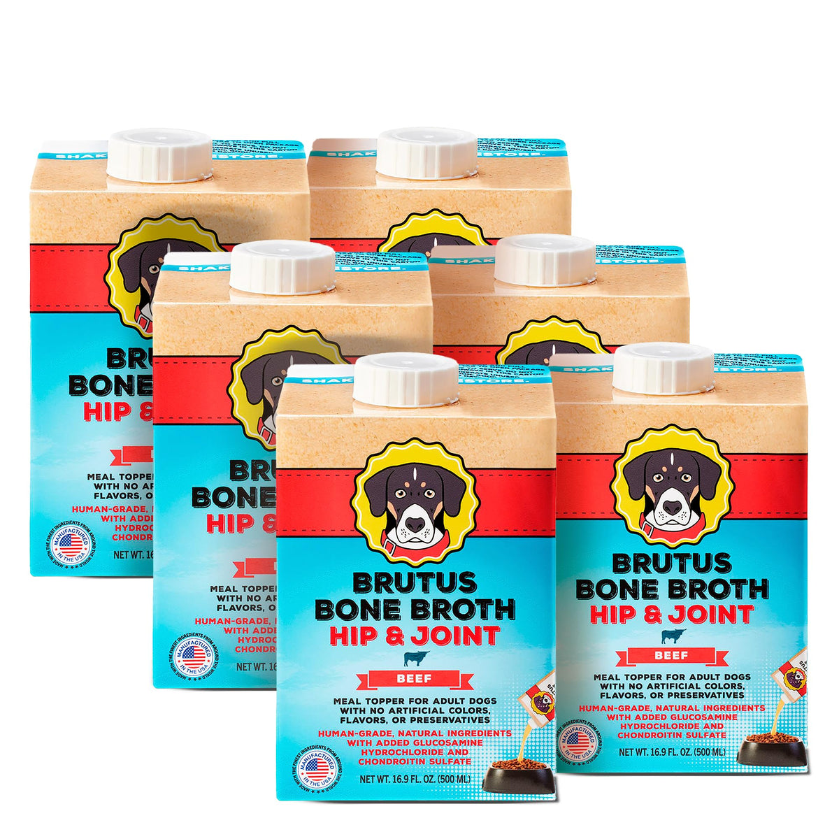 Bone Broth for Dogs with Chondroitin Glucosamine Turmeric 16.9oz Pack of 6 Q6249