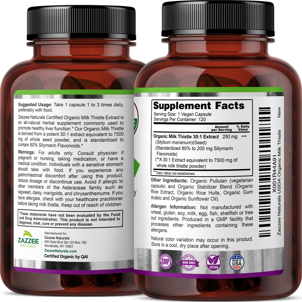 Organic Milk Thistle 30:1 Extract 120 Capsules R692498