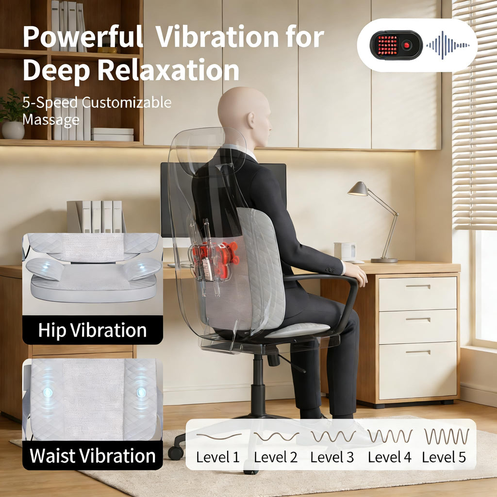 Gray Shiatsu Massage Chair Pad with Heat T289908