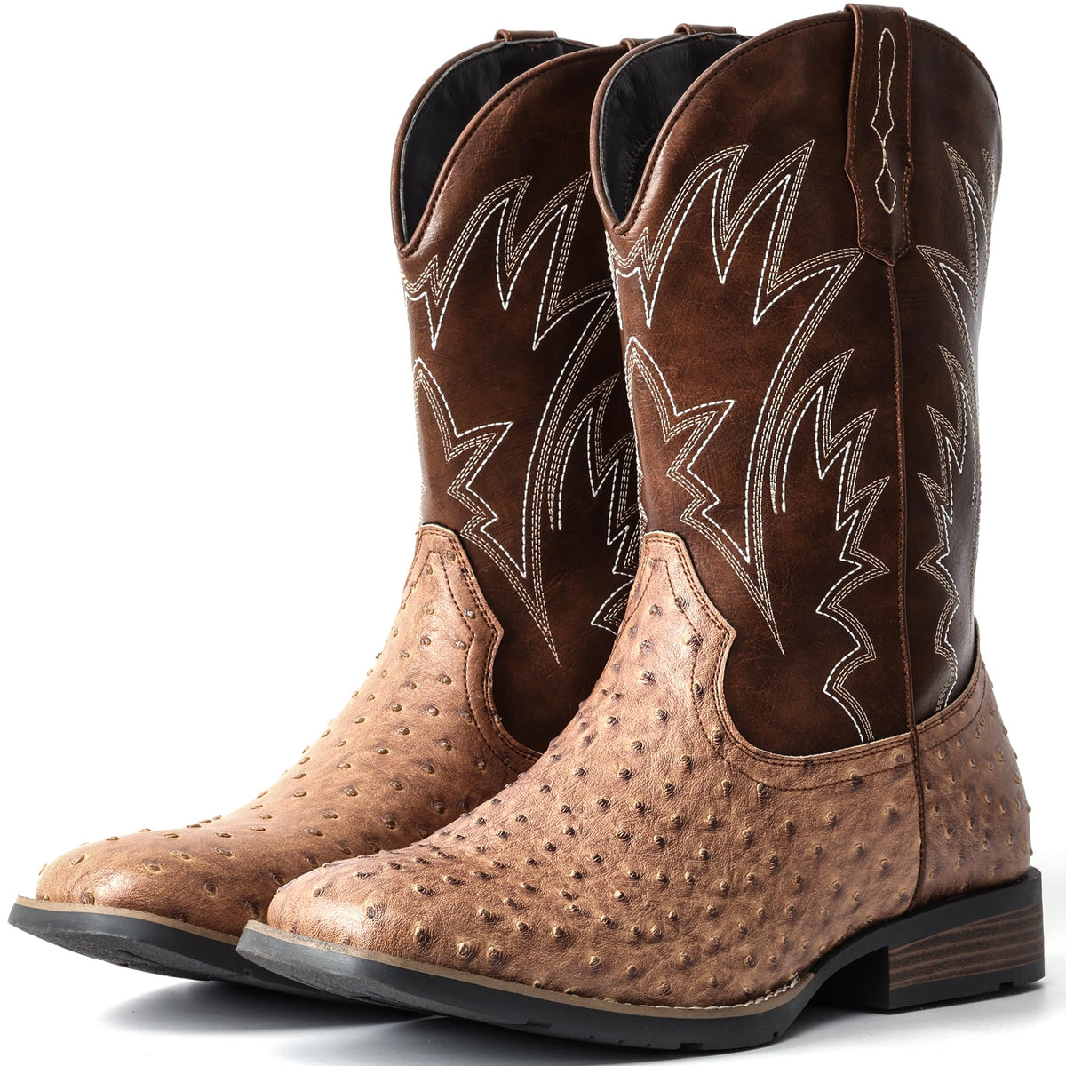 Cowboy Boots for Men Western Ostrich Embroidered Pull On Boots E44464