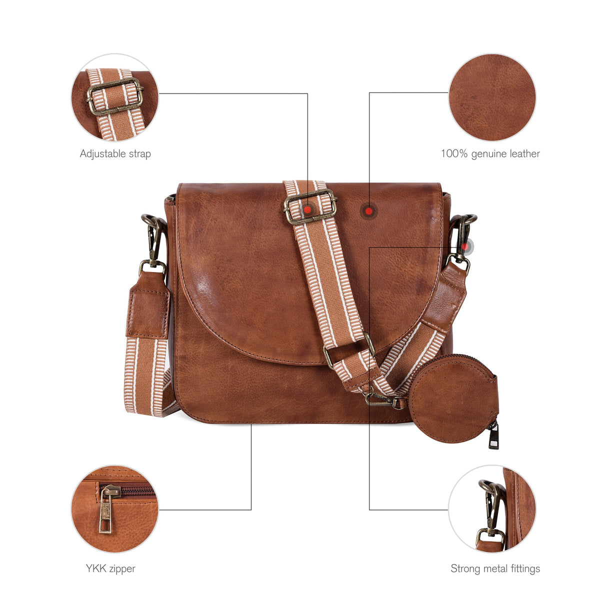 Genuine Leather Crossbody Bag X64516