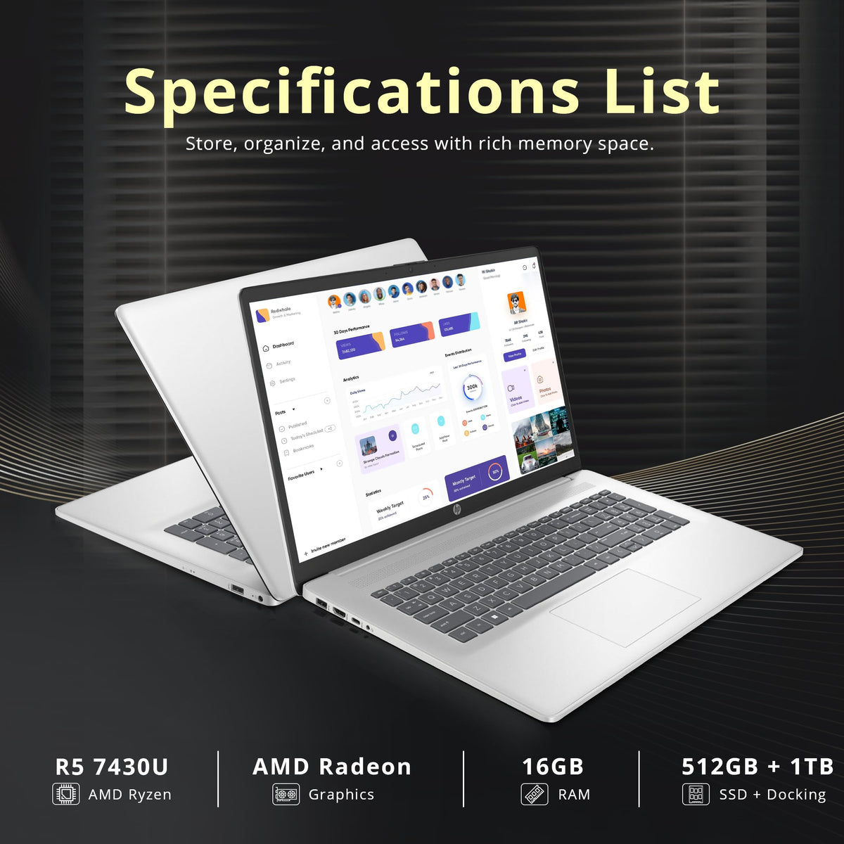 17.3" HD+ Touchscreen Laptop, AMD Ryzen 5, 16GB RAM, 1.5TB Storage, Silver K356212