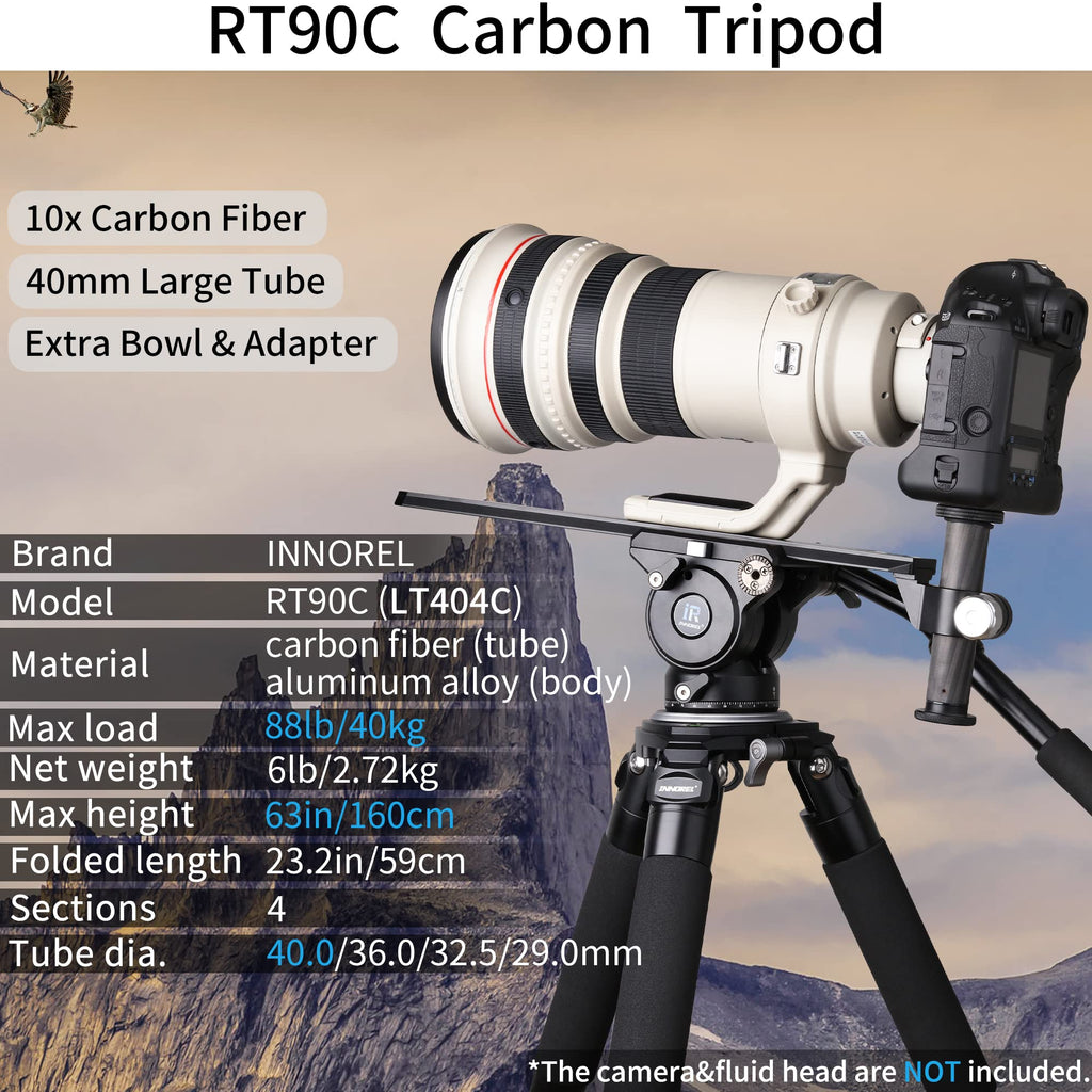Carbon Fiber Heavy Duty Tripod with 75mm Bowl Adapter 63 inch Black T267964