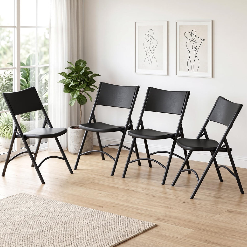 4 Pack Black Heavy Duty Folding Chair T4904