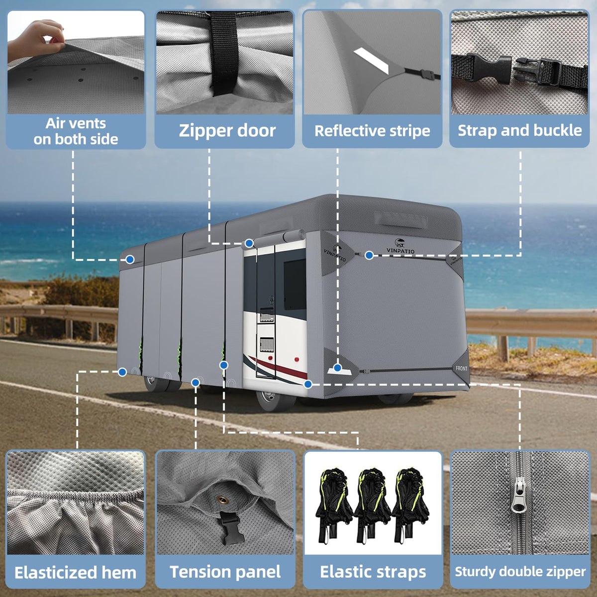 7 Layers Class A RV Cover with Straps U524181