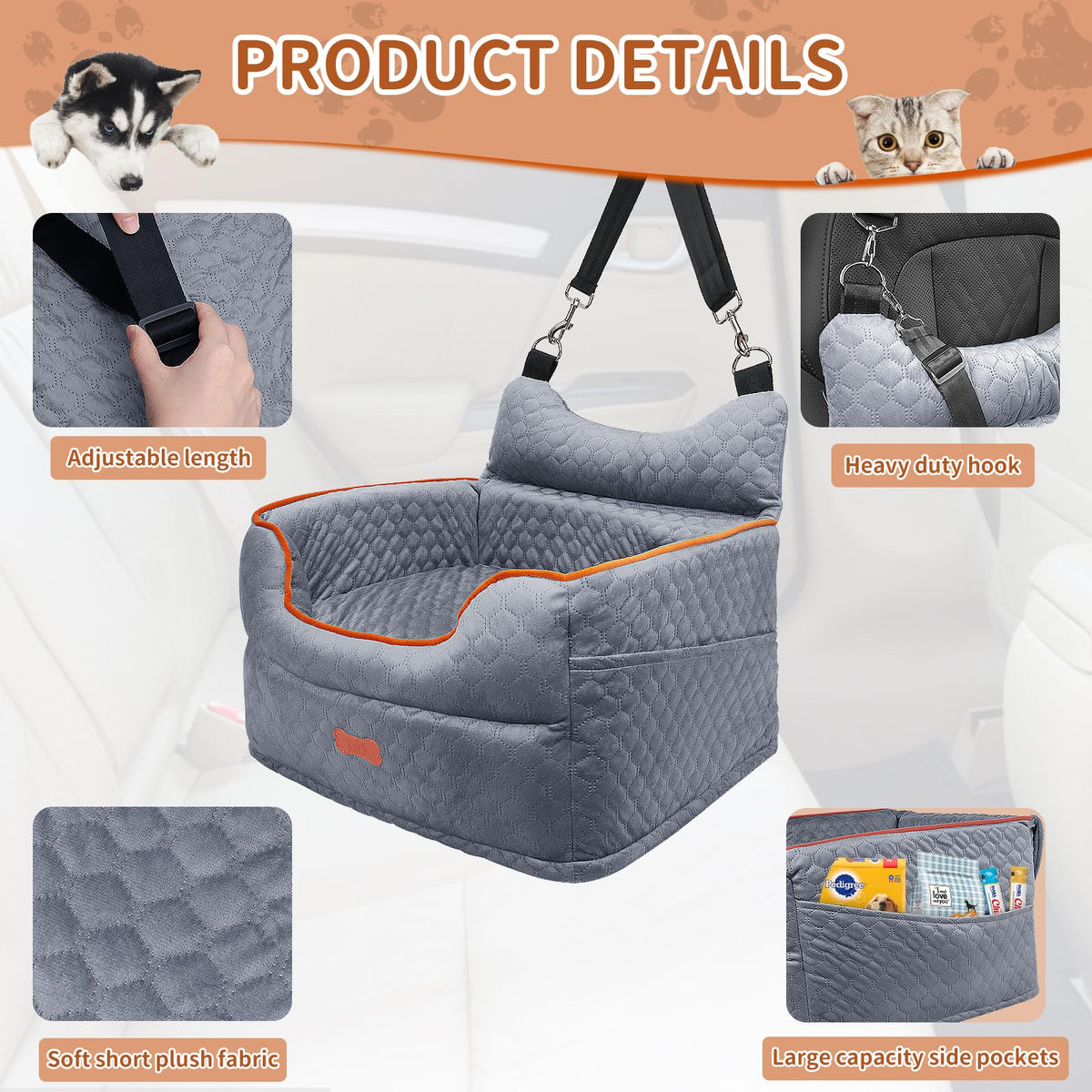 Dog Car Seat with Memory Foam Cushion R29010