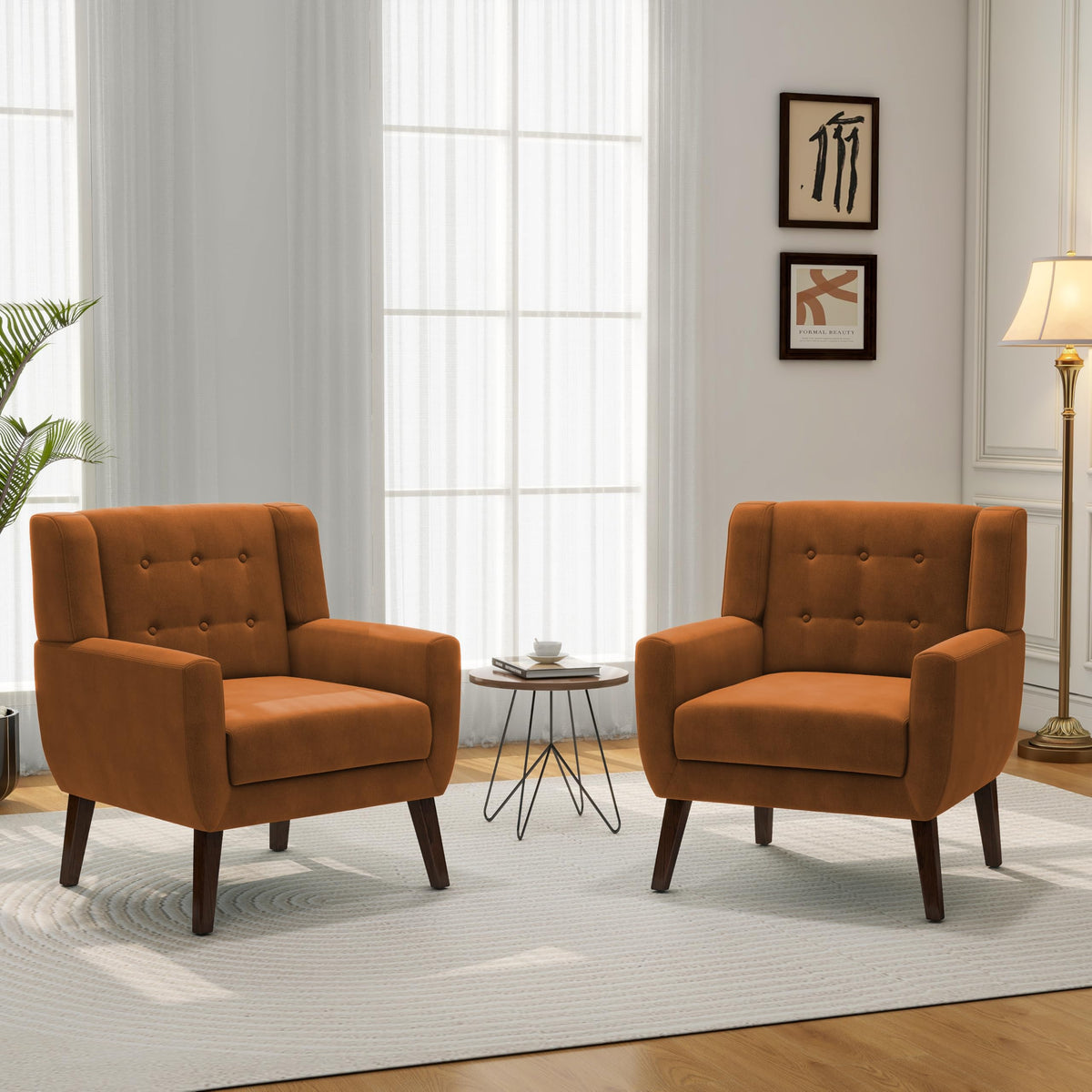 Accent Chairs Set of 2 Terracotta T97710