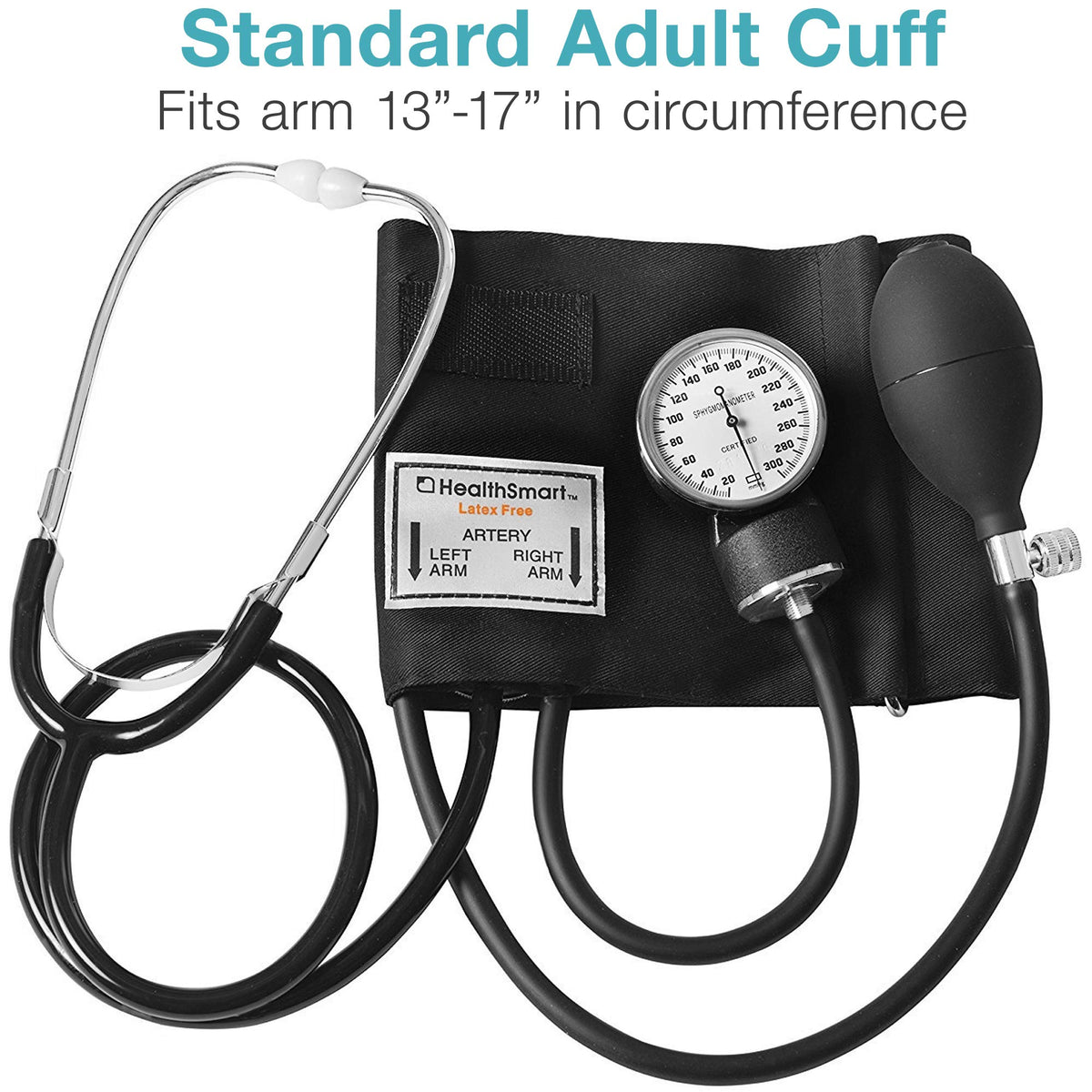 Manual Blood Pressure Monitor with 13-17 Inches Cuff and Attached Stethoscope T328