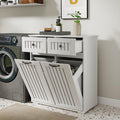 White Tilt Out Trash Cabinet with 2 Drawers A120