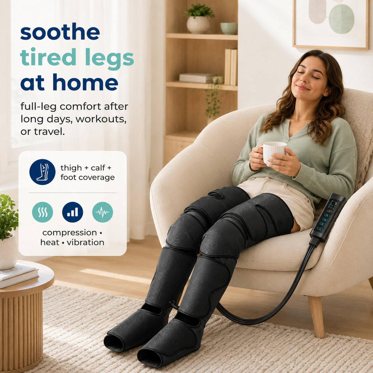 Air Compression Leg Massager with Heat and Compression E8164