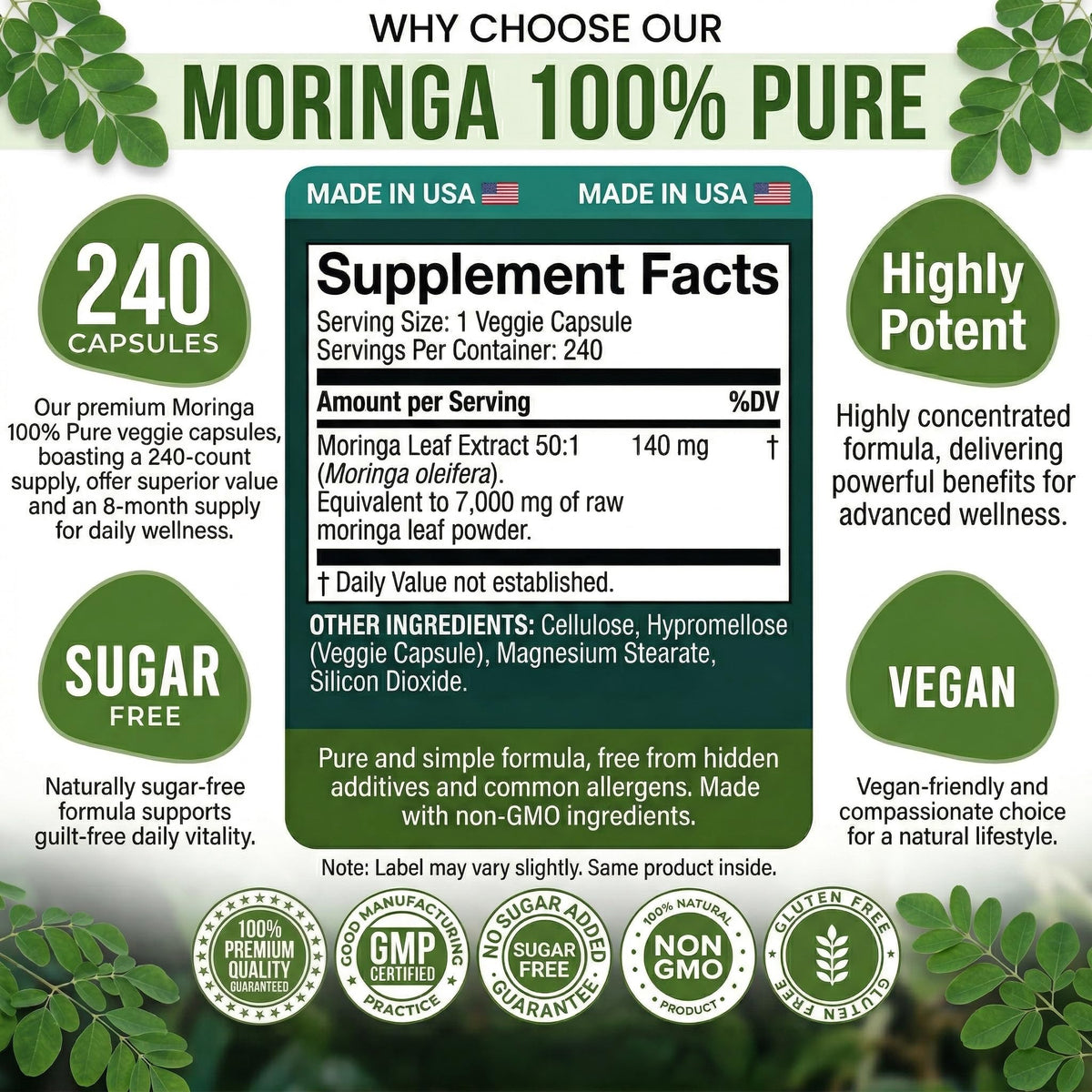 Moringa Capsules 240 Capsules Q1023