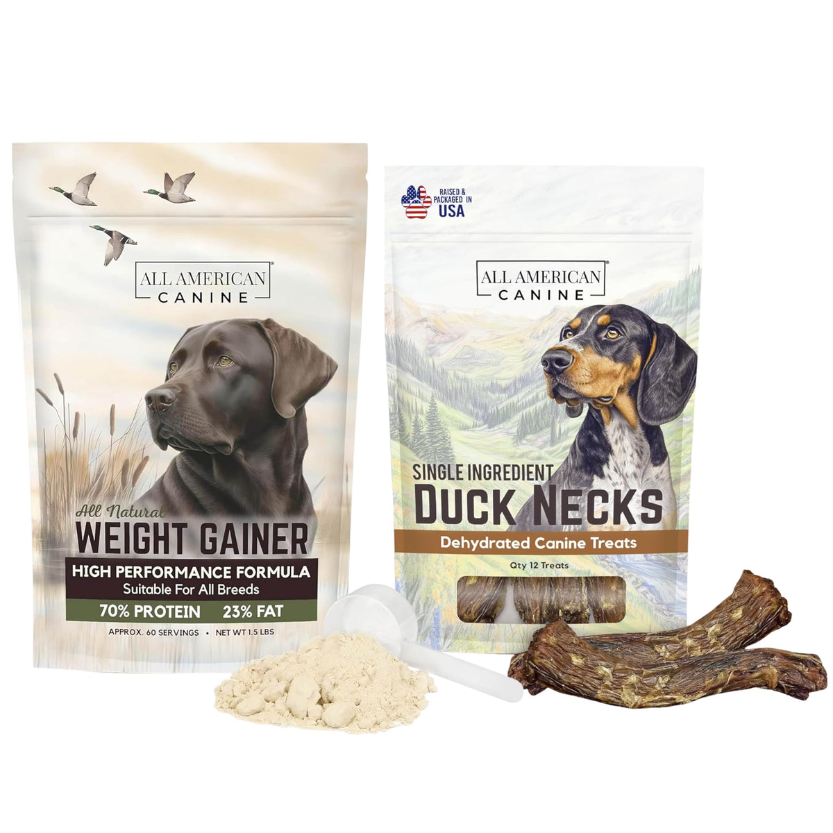 Dog Weight Gainer Powder & 12 Duck Necks Bundle Y62033