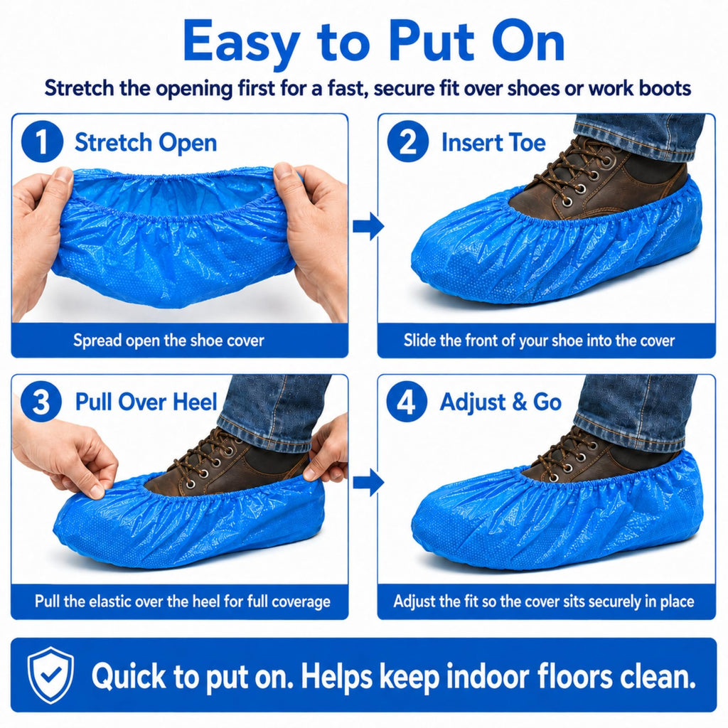 Blue Waterproof Disposable XL Shoe Covers J3899