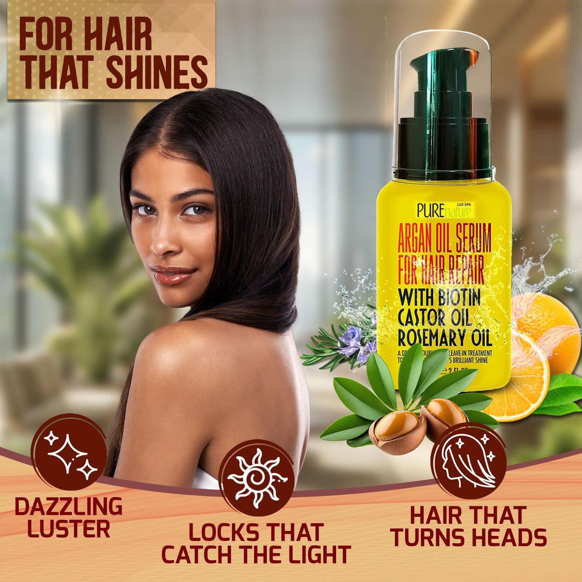 Coconut Shampoo and Conditioner Set and Moroccan Argan Oil Mask and Hair Serum S9315