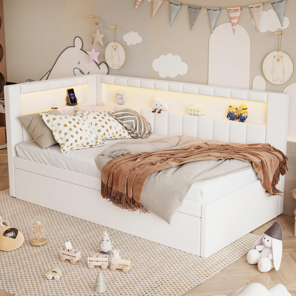 Twin Size Linen Upholstered Daybed with Trundle U302938