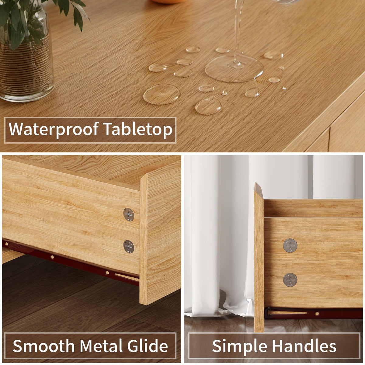 Oak 6 Drawer Dresser with Solid Wood Legs I847