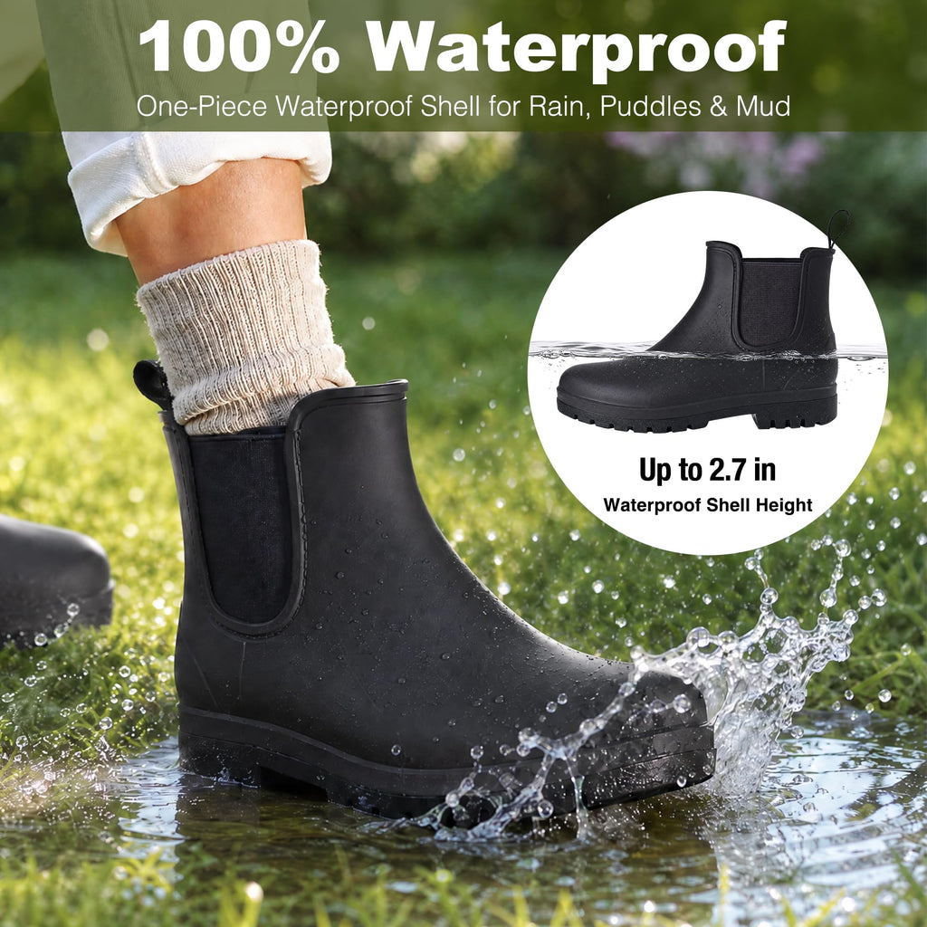 Short Waterproof Chelsea Ankle Rain Boots W4234