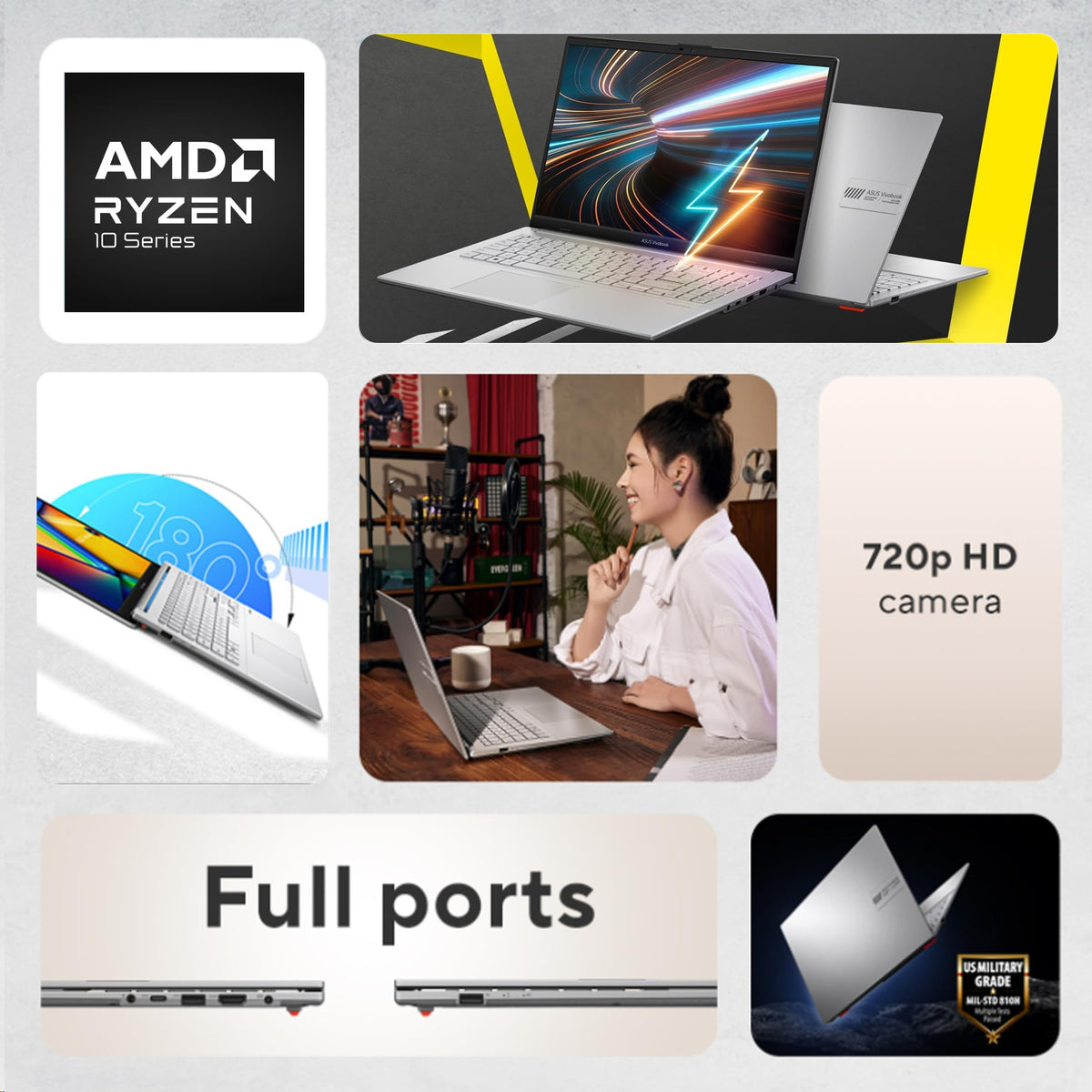 15.6” FHD Laptop, AMD Ryzen 5, 8GB RAM, 512GB SSD J593