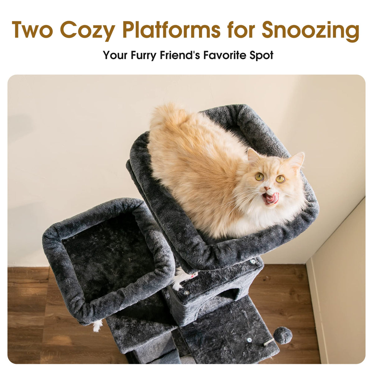 70.1-Inch Multi-Level Plush Cat Tree with Hammock M15371