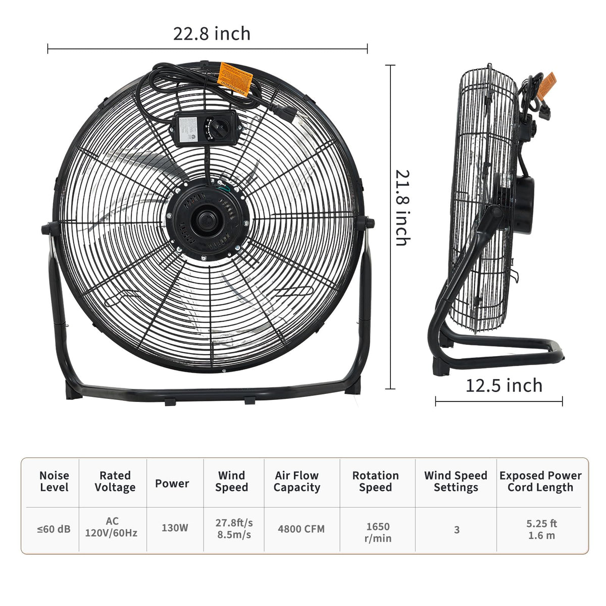 20 Inch 3 Speeds High Velocity Industrial Fan G904