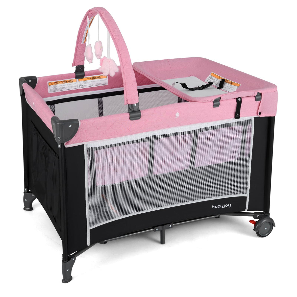 3 in 1 Pink Pack and Play Baby Crib Bassinet S708