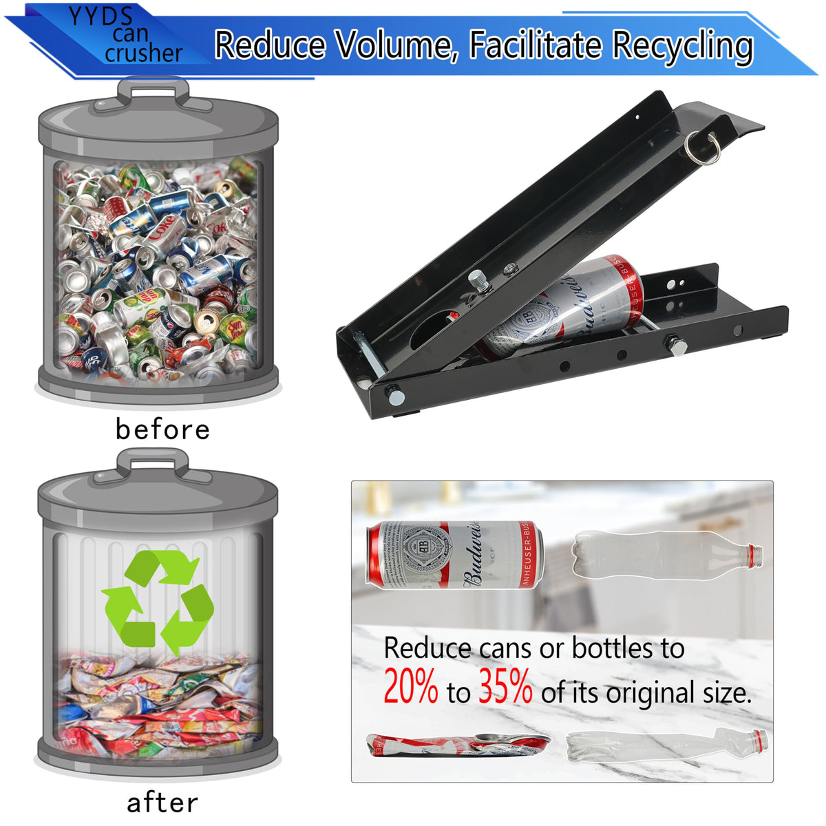 Heavy-Duty 12 Oz. and 16 Oz. Aluminum Can Crusher B166289