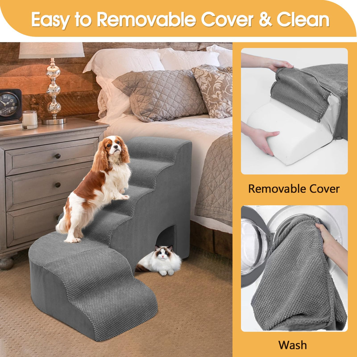 L Shaped 6 Steps Dog Stairs H653
