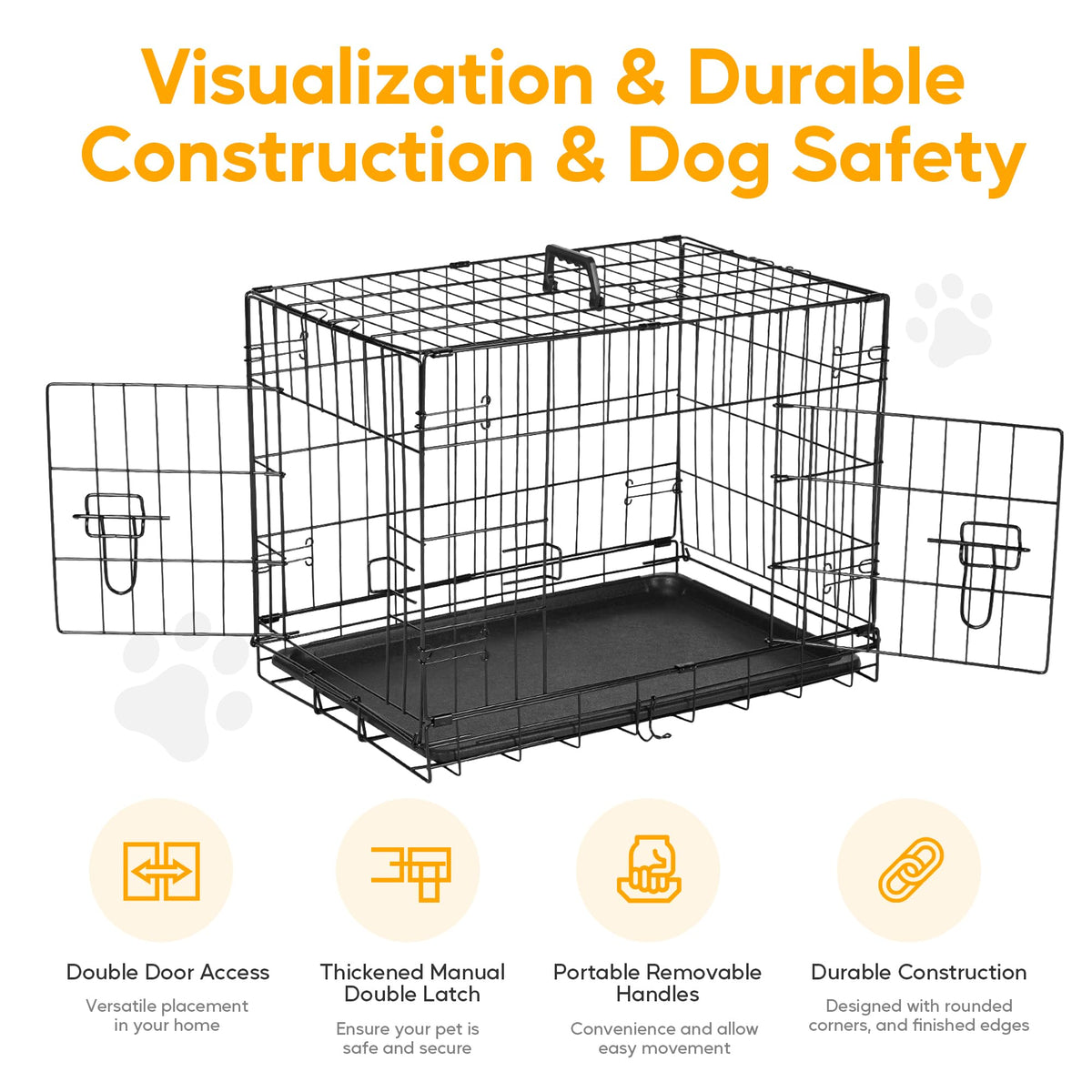 48 Inch Double Door Folding Metal Dog Crate with Divider P20758