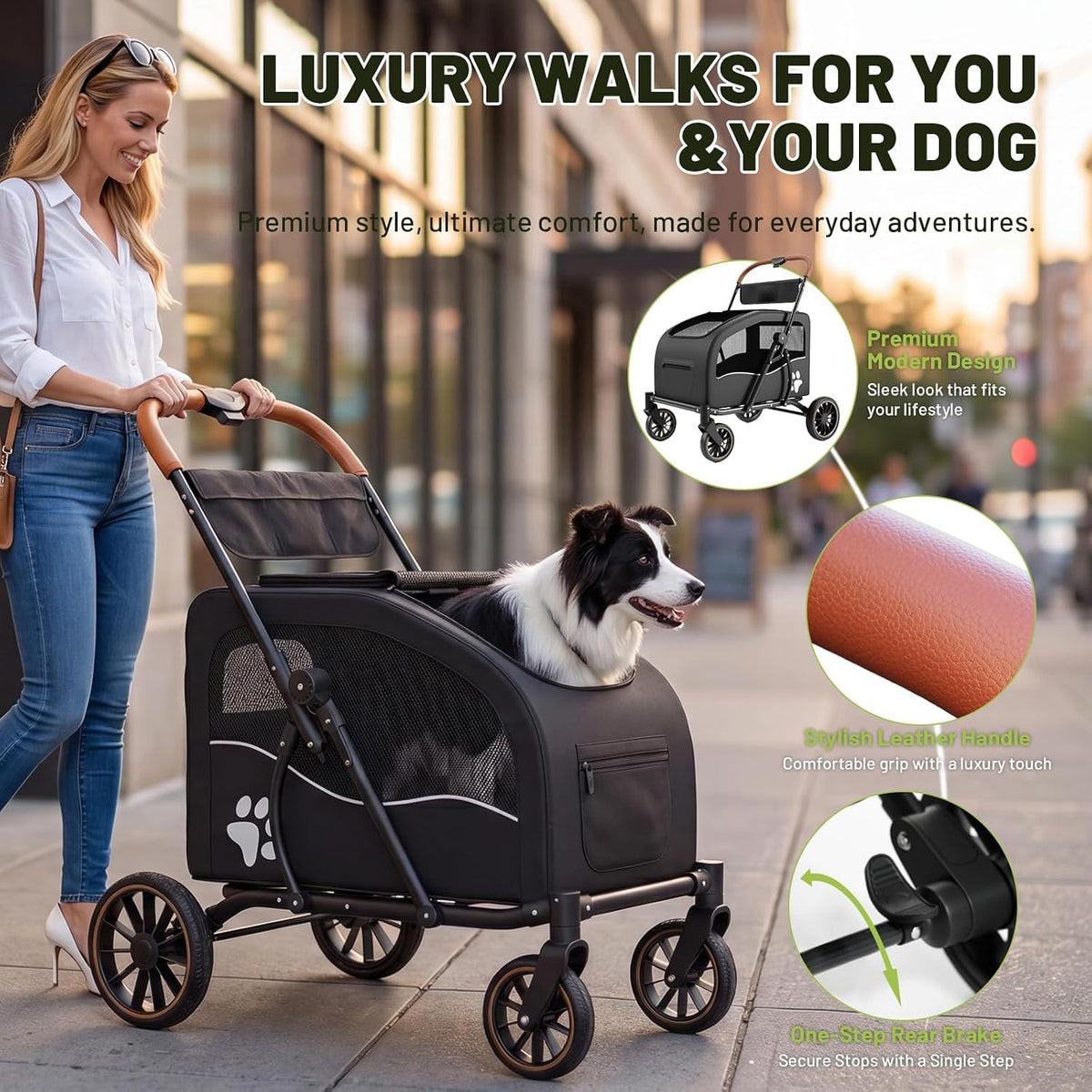 Foldable Dog Stroller for Large Dogs up to 110lbs P909100