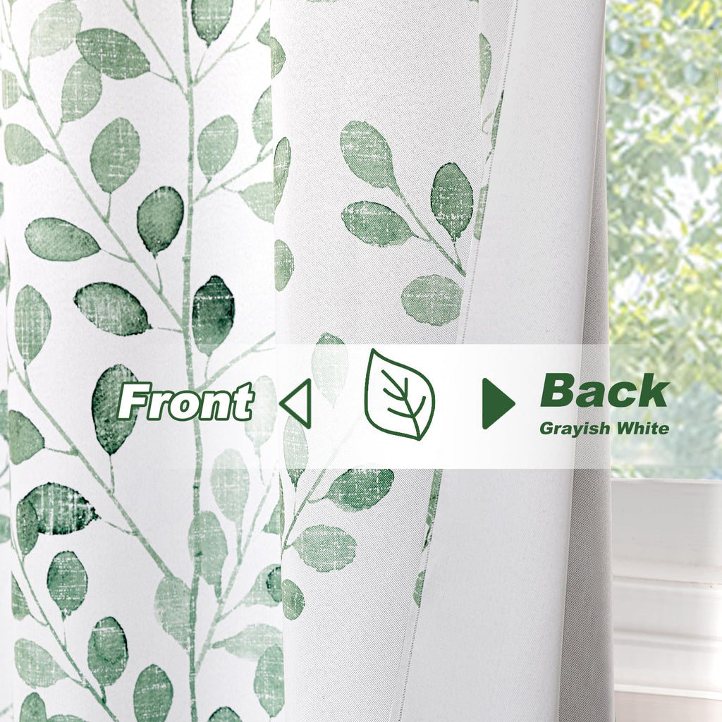 Green Leaf Curtains 84 Inch Length Grommet 2 Pcs B123289