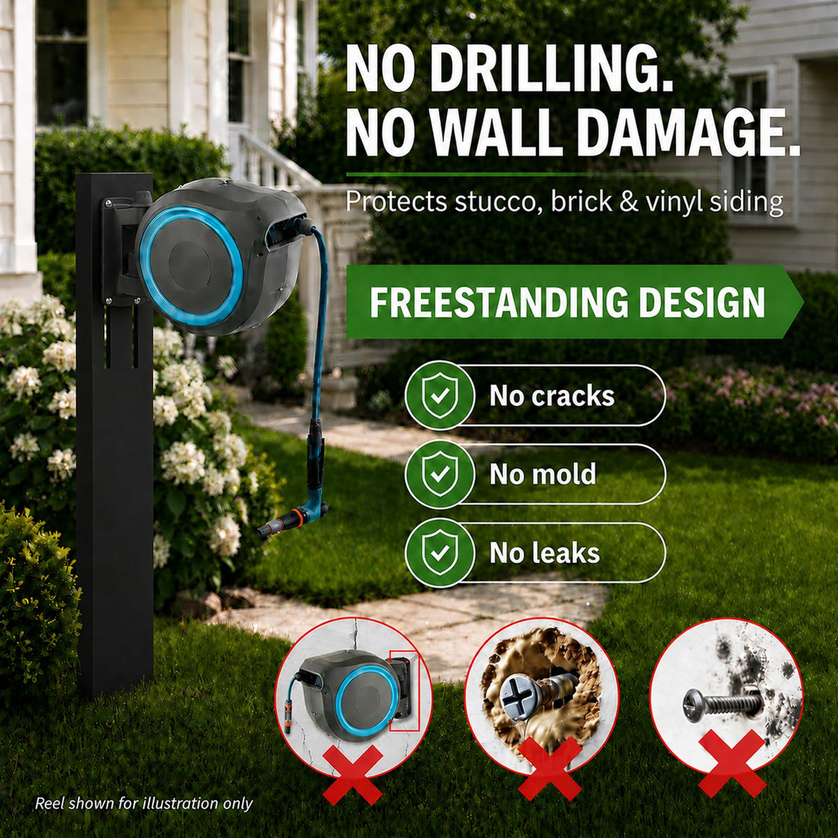 Retractable Garden Hose Reel Mounting Post J7432